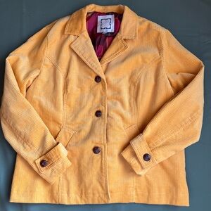 Chadwicks Corduroy Blazer Jacket Marigold Yellow Plaid Lined Size XL